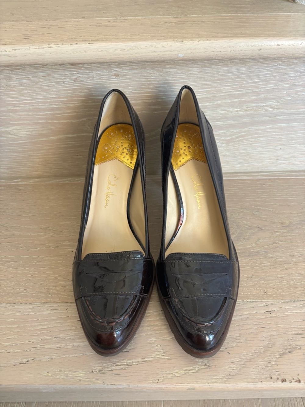 Cole Haan x Nike Black Patent Leather Loafer Heels
